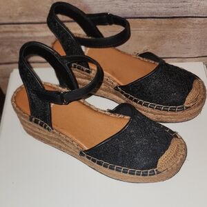 Yellowbox Black Espadrille Wedge Sandals